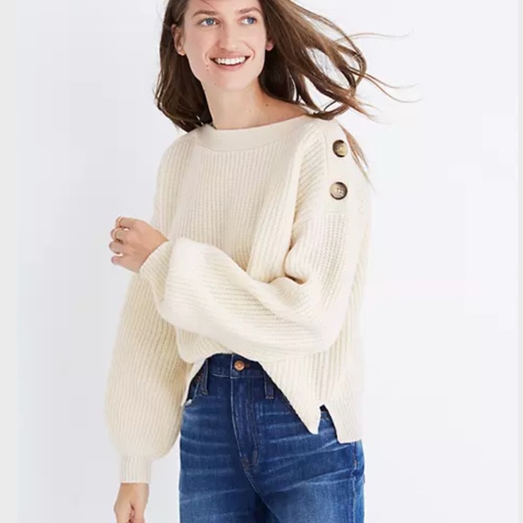 Madewell Sweaters - Madewell Boatneck Bubble-Sleeve Pullover Sweater